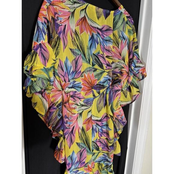 Club Z‎ Collection Women's Tropical Swim Cover-Up Large Resort Vacation Colorful - Picture 5 of 9